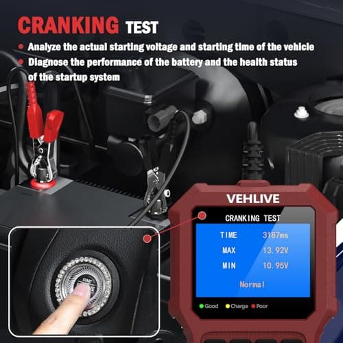 Car Battery Tester 6V 12V 24V with Lithium Battery Testing, BT911 5-3000CCA Automotive 12V&24V Dual Circuit Testing, Load/Alternator Tester, Charging Cranking System Tester for All Car Motorcycle Boat - Thumbnail 3