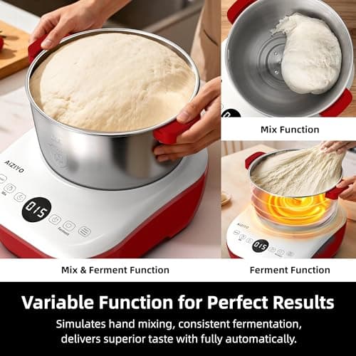 AIZIYO DoughChief, Electric Dough Mixer 7.4Qt with Ferment Function, Dough Maker 304 Stainless Steel Bowl, Microcomputer Control, Face-up Touch Panel, Easy To Clean for Bread & Pizza - Thumbnail 5