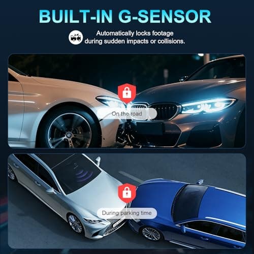 PERNIS 4K Dash Cam Front and Rear, STARVIS Sensor, Free Card Included, 2.4GHz WiFi Dual Dash Camera for Cars, Built-in GPS, Night Vision, G-Sensor, Emergency Lock, 3.16'' IPS, Parking Mode - Thumbnail 4