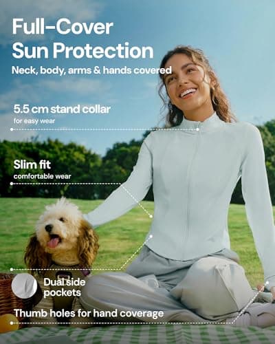 BENEUNDER Women's UPF 50+ Sun Protection Cooling Athletic Jacket Full Zip Long Sleeve Slim Fit Outdoor Running Pocket - Thumbnail 4