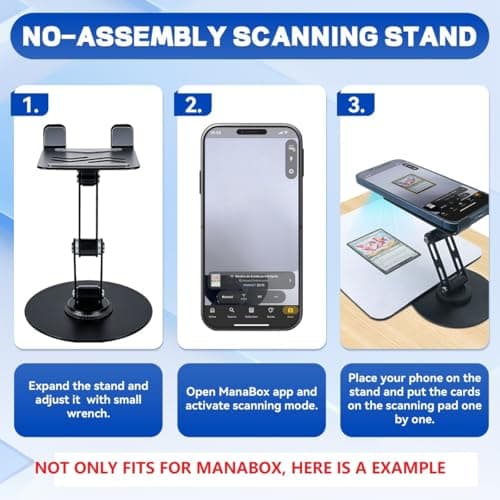 VKDDM Foldable MTG Trading Card Scanner Stand - Universal Sports and Games Card Scanner Set lncluding Phone Holder, Scanning Pad & 50 Card Sleeves for Quickly Scanning and Price Check - Thumbnail 3