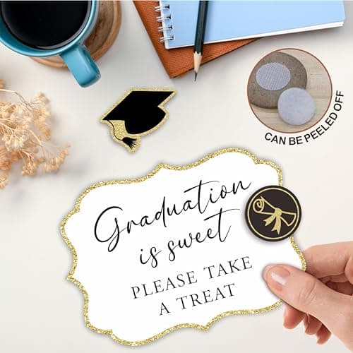 Graduation Is Sweet Please Take A Treat - Graduation Wooden Buffet Sign, Candy Sign With 1 Metal Support & 2 DIY Wood Decor With Velcro, Grad Party Decor & Supplies Class of 2026 (5 X 7 Inches) - 02 - Thumbnail 4