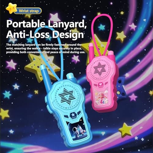 Walkie Talkies for Kids, ELtoda Toys for 3-12 Year Old Boys Girls Kids Walkie Talkies 2 Pack with DIY Stickers, Built-in Flashlight and Lanyards Indoor Outdoor Toys for Camping, Travel, Birthday Gifts - Thumbnail 5