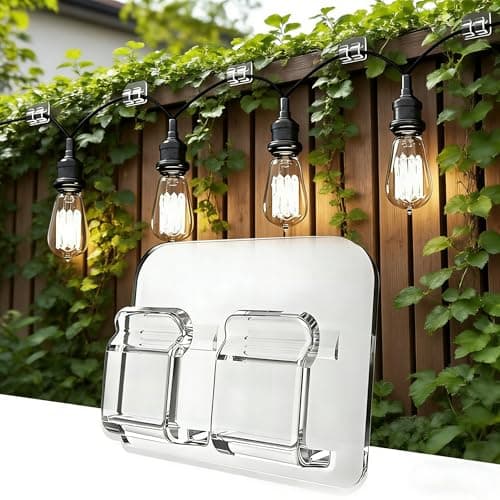 AFFAVON 40 Pack Large Outdoor String Light Hooks - Reusable & Waterproof Adhesive Clips for Patio & Garden - Damage-Free, Clear Wire Holders for Christmas Garland, Decoration & Cable Management - Image 1