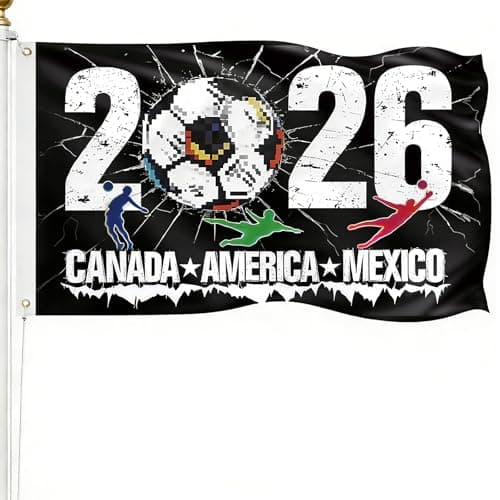 World Cup Flag 2026 American Canada Mexico, Soccer Fans Banner for Outdoor Decorations, Soccer Merchandise Decorations Accessories, 5×3 Feet Yard Sign Outdoor Flag with 2 Grommets - Image 1