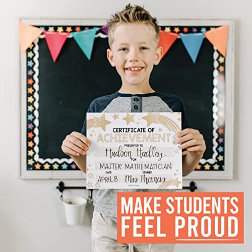 Classroom Award Certificates for Students -25 Certificate of Achievement Awards, Gold Star Certificate Paper, Preschool Graduation Certificates for Kids, Kindergarten Diploma, Star Student Honor Roll - Thumbnail 2