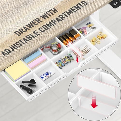 SHW 55 x 28 Inches Electric Height Adjustable Standing Desk with Drawer and Memory Preset, Maple - Thumbnail 5