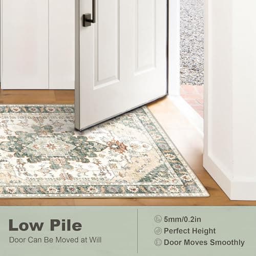 Rug Runners for Hallways Non Slip 2x8, Kitchen Rugs with Rubber Backing, Washable Vintage, Boho Area Rug for Living Room, Low Pile Distressed Rugs Carpet Runners for Bedroom, Entryway, Laundry - Thumbnail 4