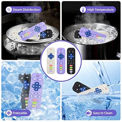 Chuya Silicone Baby Teether Chew Toy for Babies 3-24 Months, Teething Relief Baby Toys for Infants Remote Control Shape (3 Pack) - Thumbnail 4