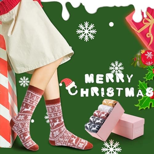 SISOSOCK 5 Pairs Fuzzy Soft Cozy Comfortable Socks for Women, Casual Sleep Comfy Socks, Perfect Warm Winter Gifts for Women - Thumbnail 6