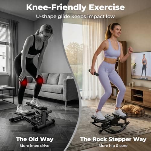 Rock Stepper, Side to Side Rocking Stepper for Exercise at Home, Low-Impact Lateral Stair Stepper with Resistance Bands & LCD Monitor for Full Body Workout Balance, Fitness Machine - Thumbnail 4