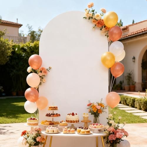 6FT White Arch Backdrop Cover Arch Covers Stretchy Backdrop - Thumbnail 3