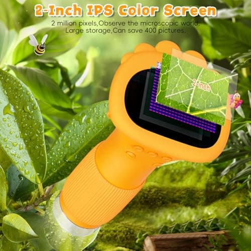 Microscope for Kids, Ahalfcit 1000X Handheld Digital Microscope with 2” HD IPS Screen, Portable Mini Camera for Exploring Nature, Science Educational Toy, Birthday Gift for 3-12 Years Old Boys Girls - Thumbnail 2