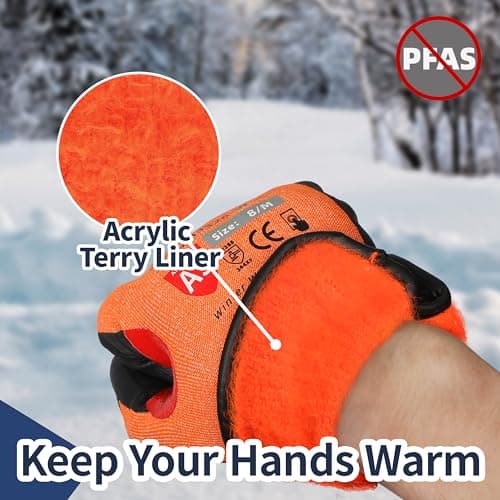 Schwer FreezeGuard-X Winter Work Gloves for Men and Women, ANSI A9 Cut Resistant Gloves for Extreme Protection, Freezer Glove With Super Grip, Touchscreen, Thermal Insulated, PM3326-W (XL,1 Pair) - Thumbnail 4