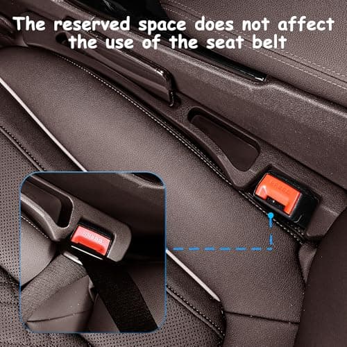 GPKJQZS Car Seat Gap Filler Organizer with Dual Slots, 2 Pack Anti-Drop Storage Solution for Car SUV Truck - Prevents Phone, Keys, Wallet from Falling Between Seats (Brown) - Thumbnail 3