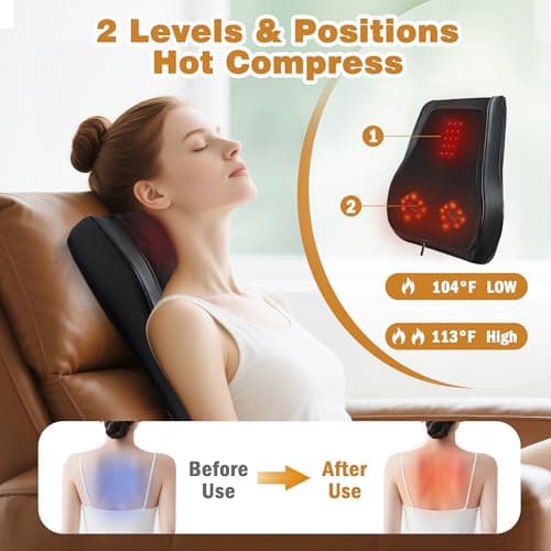 Joyset Back Massager with Heat,Neck Massager for Back Pain Deep Tissue,4D Kneading Shiatsu Lower Back Massage Pillow for Neck Shoulder Legs,Gifts for Mom,Dad,Women,Men - Thumbnail 3