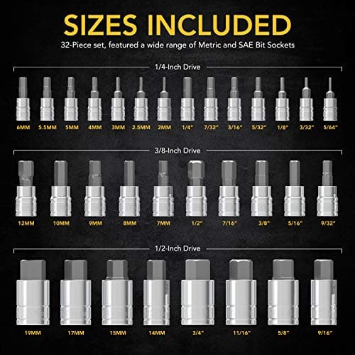 LEXIVON Master HEX Bit Socket Set, Premium S2 Alloy Steel | Complete 32-Piece, SAE and Metric Set | Enhanced Storage Case (LX-144) - Thumbnail 6