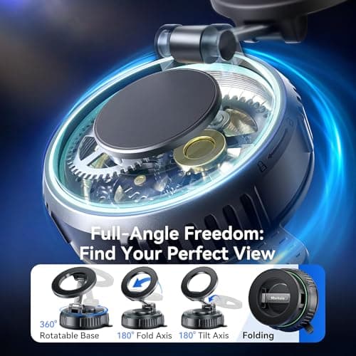 Rorhxia Car Phone Holder for Magsafe, [Enjoy Convenience, Flexibility, Stability], Foldable Vacuum Magnetic Phone Mount for Dashboard Windshield for Your Car Fit iPhone 17/16/15/14/13/12 Pro Max - Thumbnail 6