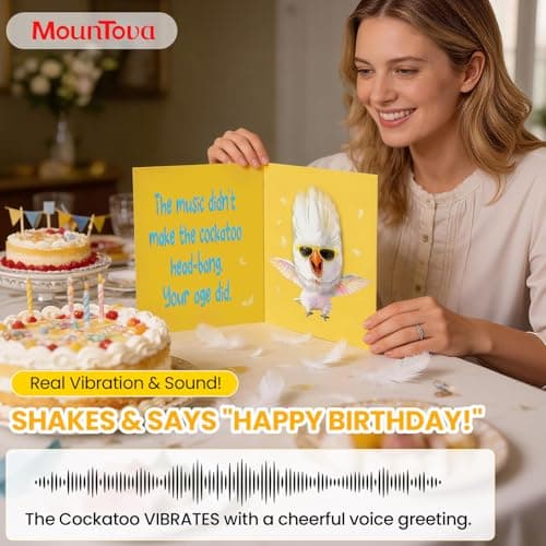 Funny Musical Parrot Birthday Card with Singing Sound & Head-Banging Motion, Pop-Up Surprise Birthday Card, Silly Happy Birthday Card for Friends, Him or Her, Unique Birthday Gift - Thumbnail 3