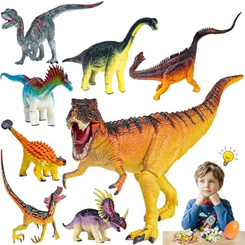 ECOHDT 8Pcs Lifelike 3D Puzzles for Kids,Dinosaur Building Toys for 5 6 7 8+ Year Old Boys Girls,Slot-Assembly Building Blocks,Dinosaur Realistic Figures Set,Educational Toys Ideal for Class,Party - Image 1