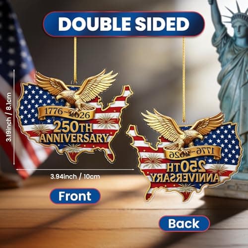 USA 250th Anniversary Ornament, 2D Acrylic 1776 2026 American Flag Decorations, America 250 Years Christmas Tree Ornaments Independence Gift - Thumbnail 2