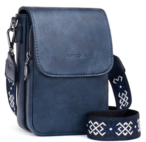 POIUGOYA Small Crossbody Bags for Women Trendy,Leather Triple Compartment Cell Phone Crossbody Wallet Purses with Card Slots - Image 1