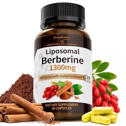 GREENPEOPLE Liposomal Berberine HCL1300mg - Berberine Supplement with Ceylon Cinnamon Activates AMPK - High Absorption Formula Healthy Weight Support – Non-GMO/Vegan – 30-Day - Image 1