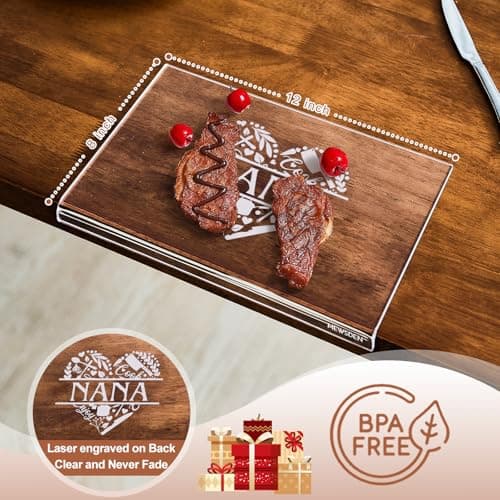 Nana Birthday Gifts from Grandchildren - Engraved Acrylic Cutting Board with Counter Lip, Clear Countertop Protector Cooking Gift for Nana Christmas Grandparent Day Presents Aesthetic Kitchen Decor - Thumbnail 3