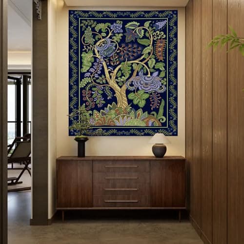 Apdidl Green Boho Hippie Tapestry for Bedroom Aesthetic, Indian Tree of Life Tapestries Wall Hanging, Bohemian Vintage Cool Wall Art Backdrop for Dorm Living Rome Decor (51"X60") - Thumbnail 3