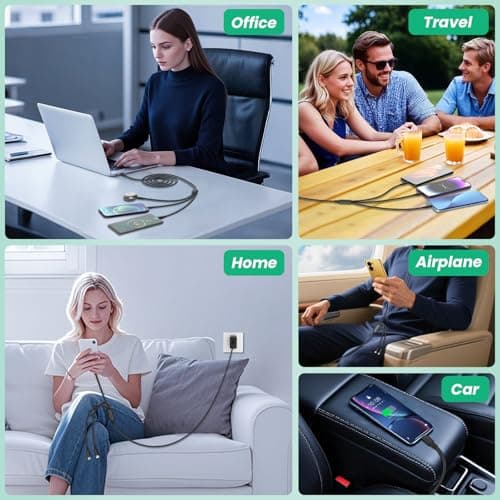 Travel Vacation Essentials USB C Multi Charging Cable, 2Pack 4FT Nylon 3-in-1 Charging Cord for Multiple Devices with Type C/Micro/IP Port, Universal Charger Cable for Cell Phone, Galaxy 25, iPad - Thumbnail 6