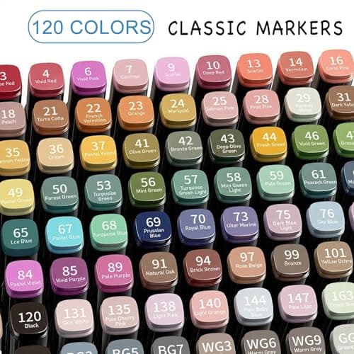 HEVEGRD 120 Colors Alcohol Markers Set, Dual Tips Blender Art Marker for Drawing Permanent Sketch Marker for adult coloring, Illustrations Alcohol Based Markers, Artist Pens and Gifts - Thumbnail 3
