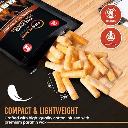 Fireflame Fire Plugs Fire Starter - Quick Instant 100% Waterproof Firestarter for Emergencies, Survival, Campfires, Fire Pits, Charcoal Grill - All Natural, Odorless & Non-Toxic - 50 Plugs in Bag - Thumbnail 4