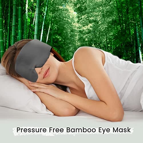 iCooBreeze 100% Handmade Bamboo Sleeping Eye Mask for Women for Men,Night Masks,Organic Sleep Mask,Blockout Eye Mask for Sleeping,Large Size Adjustable (1 PC, Dark Grey) - Thumbnail 2