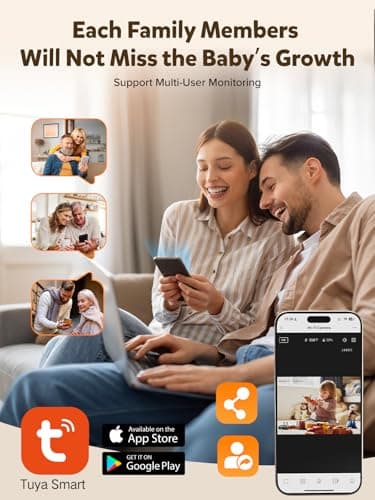 iFamily WiFi Baby Monitor with App – Smartphone Baby Monitor with 5" HD Monitor & 2K Camera, Night Vision, 2-Way Talk, Motion Tracking&Alerts, Temp Sensor, Lullabies,Secure WiFi Lock - Thumbnail 5