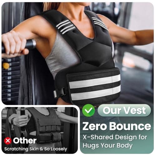 Adjustable Weighted Vest, 11-18lb Body Weight Vest for Women and Men with 6 Iron Sand Bags, Reflective Stripes and Phone Pocket for Running, Walking, Workouts - Thumbnail 4