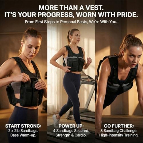 DeerFable 2026 Upgrade Adjustable Weighted Vest 2-16 lbs, Zip Design Weight Vest for Women & Men, Durable Strength Training Vest with Reflective Strips & Pockets, Ideal for Walking Running/Rucking/HIIT/Home/Gym - Thumbnail 3
