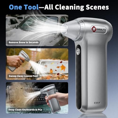 Electric Air Duster 200000RPM Brushless Motor, Cordless Compressed Air Blower with 4 Nozzles & 2 Brushes, 85m/s Powerful Rechargeable Cleaner for PC, Car, Keyboard & Electronics (Silver) - Thumbnail 6