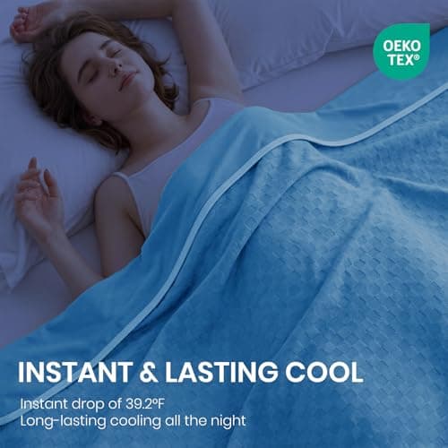 Topcee Cooling Blanket Throw- 50"x60" Summer Cooling Throw Blanket for Hot Sleepers Arc-Chill Q-Max >0.45 Cool Fiber for Night Sweats, Soft Lightweight Sofa Blankets for Kid Adults - Thumbnail 2