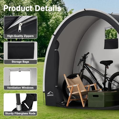 Bike Storage Shed Tent, Waterproof Outdoor Storage Shed for Bicycle, Easy Setup, Portable Storage Tent for Motorcycle,Garden Tools,Lawn Mower - Thumbnail 5