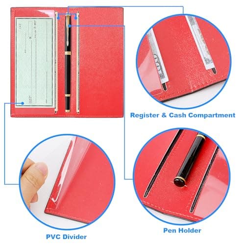 CASMONAL Premium Leather Checkbook Cover for Men and Women Checkbook Holder Wallet RFID Blocking - Thumbnail 3