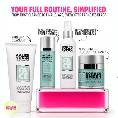 SurFACE 4-Step Skincare Gift Set with Niacinamide, Hyaluronic Acid, Squalane and Blue Light Defense – Cleanse, Hydrate, Brighten and Moisturize for Dewy, Glazed Skin – All Glazed Up, Giftable 4-Piece - Thumbnail 4