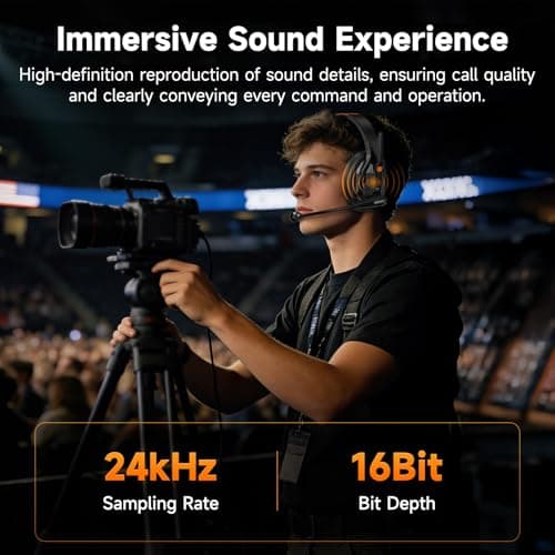COMICA Seekcom S1 Wireless Intercom Headset System, 2.4GHz Full-Duplex Communication Headsets with 500m/1640ft Range, Noise Reduction, One-Key Broadcasting & Talk Modes for Live Show, Events (5 Sets) - Thumbnail 6