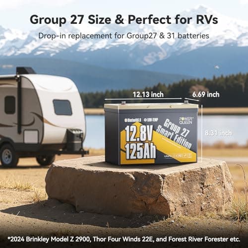 Power Queen 12V 125Ah LiFePO4 Battery, Group 27 Bluetooth Lithium Battery with Low-Temp Protection, 1600Wh Energy Max. 15000 Cycles for RV, Solar System, Trolling Motor - Thumbnail 2