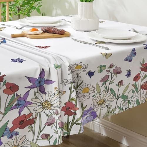 cusugbaso Spring Tablecloth 60x120 for Recatangle Table - Green Spring Decorations for Home - Holiday Floral Table Cloth Farmhouse Decor for Home, Party - Thumbnail 5