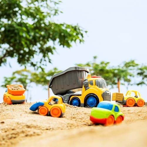 P&C 7.6" Toddler Construction Dump Truck Toys for Ages 2-4, Beach Sand Outdoor Toys Dump Truck Set with Sounds and Lights for Kids 18M+, 2, 3, 4, Ideal Birthday Christmas Gifts for Boys Girls - Thumbnail 5