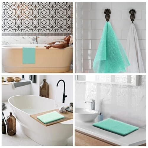 UJFQBH African Bath Sponge African Net Long Net Bath Sponge Exfoliating Shower Body Scrubber Back Scrubber Skin Smoother,Great for Daily Use (Green) - Thumbnail 6