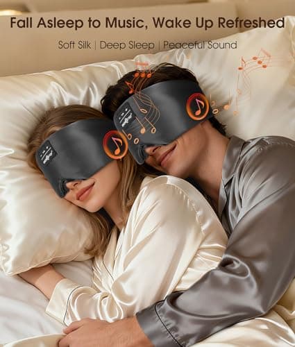 MUSICOZY 3D Silk Bluetooth Sleep Mask Headphones, Mulberry Silk Eye Mask with Ultra-Thin Wireless Speakers, Bluetooth 5.4 Sleeping Headphones for Side Sleepers, Music Sleep Mask Gifts for Men Women - Thumbnail 2