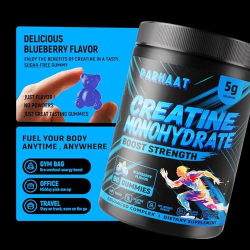 NSF Certified Creatine Gummy - Creatine Monohydrate Gummies 5g for Men & Women - Boost Focus,Strength, and Endurance, Vegan, Gluten-Free, Non-GMO, 2.5 Gram Creatine per Gummy (Blueberry 90 ct) - Thumbnail 4