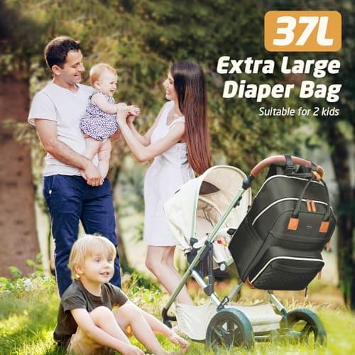 Tonyeee Diaper Bag Backpack, Extra Large Baby Diaper Bag for 2 Kids Twin - Thumbnail 3