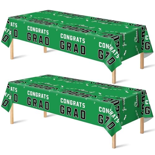 OHOME Graduation Decorations Class of 2026 - Graduation Party Decorations - Plastic Green Tablecloth for Class of 2026 - Party Favors Supplies Banner Backdrop,2 Pack - Image 1